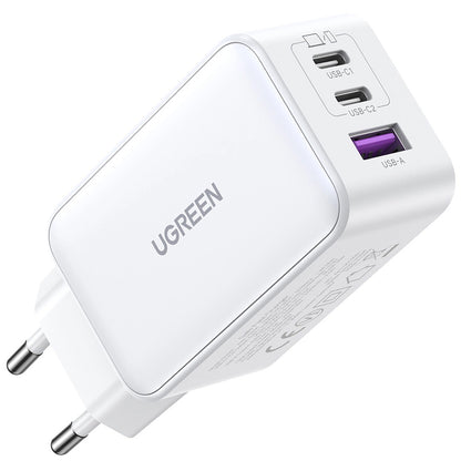 Ładowarka sieciowa UGREEN CD244, 65W, 3A, 1 x USB-A - 2 x USB-C, biała