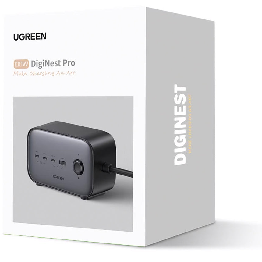 Prelungitor UGREEN CD270, 2 x Schuko, Gri