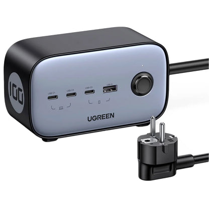 Prelungitor UGREEN CD270, 2 x Schuko, Gri