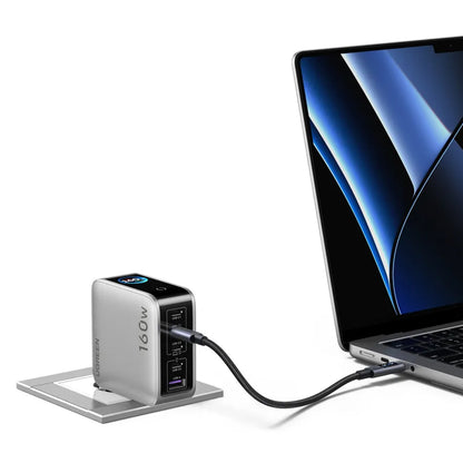 Incarcator Retea UGREEN Nexode Pro X774 (65637B) Display, 160W, 5A, 1 x USB-A - 4 x USB-C, Gri