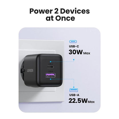 Incarcator Retea UGREEN X516, 30W, 3A, 1 x USB-A - 1 x USB-C, Gri