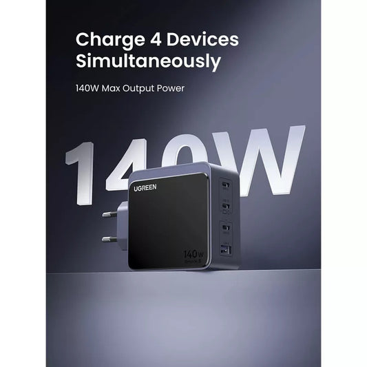 Incarcator Retea UGREEN X570 Nexode S, 140W, 5A, 1 x USB-A - 3 x USB-C, Gri
