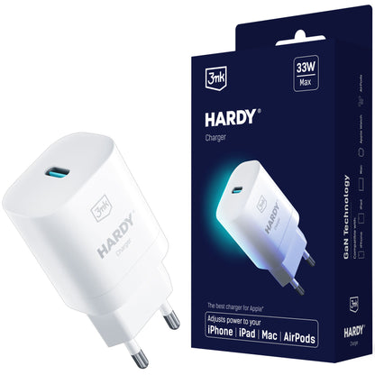 Incarcator Retea 3MK Hardy GaN, 33W, 3A, 1 x USB-C, Alb