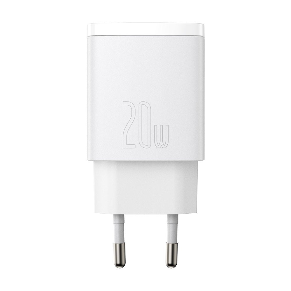 Baseus Kompaktowa ładowarka sieciowa, 20W, 3A, 1 x USB-A - 1 x USB-C, biała CCXJ-B02