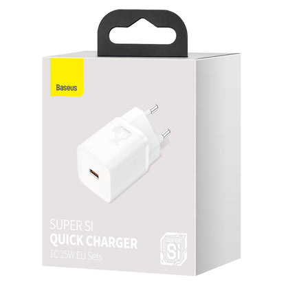 Ładowarka sieciowa Baseus Super Si, 25 W, 3 A, 1 x USB-C, biała CCSP020102