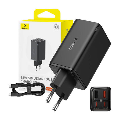 Ładowarka sieciowa USB-C Baseus GaN 6 Pro, 65 W, 3,25 A, 2 x USB-A - 2 x USB-C, czarna P10162701113113-00 