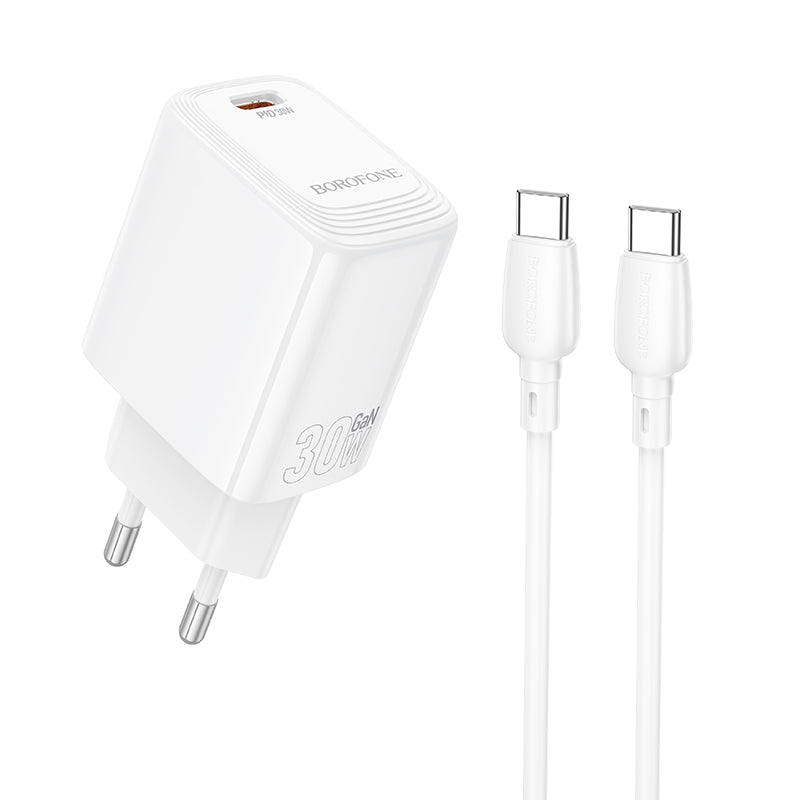 Incarcator Retea Cu Cablu USB-C Borofone BN28 Fuente, 30W, 3A, 1 x USB-C, Alb