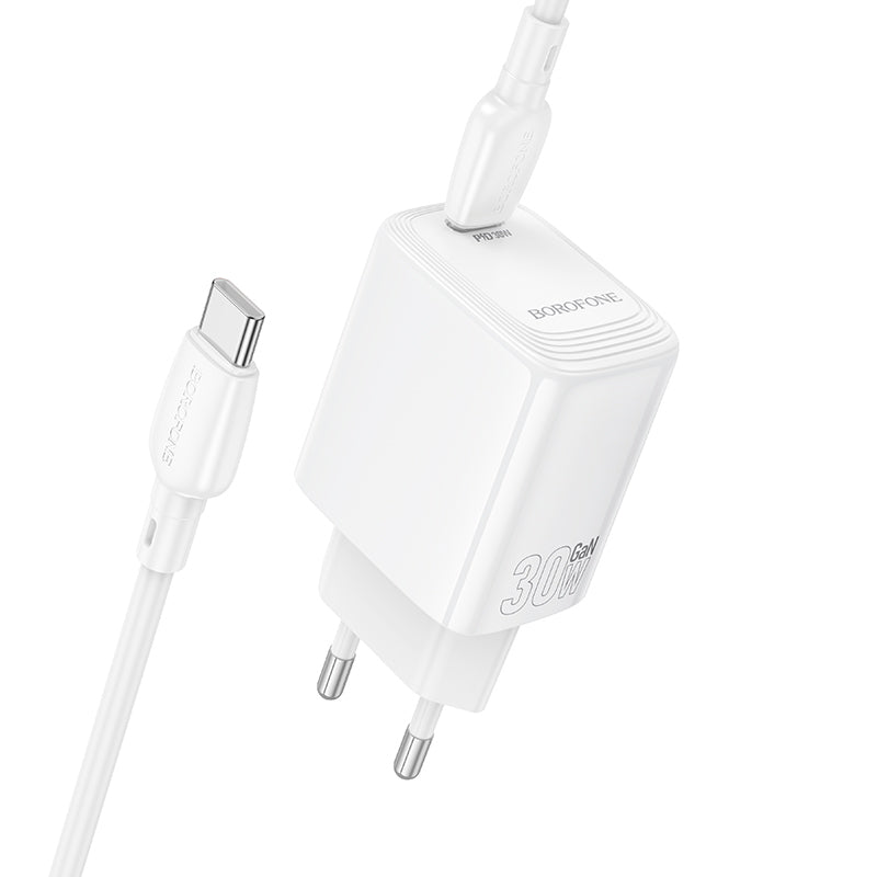 Incarcator Retea Cu Cablu USB-C Borofone BN28 Fuente, 30W, 3A, 1 x USB-C, Alb