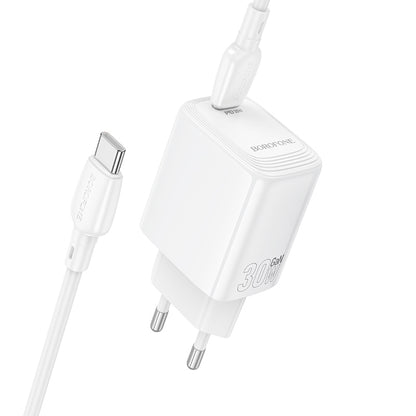 Incarcator Retea Cu Cablu USB-C Borofone BN28 Fuente, 30W, 3A, 1 x USB-C, Alb