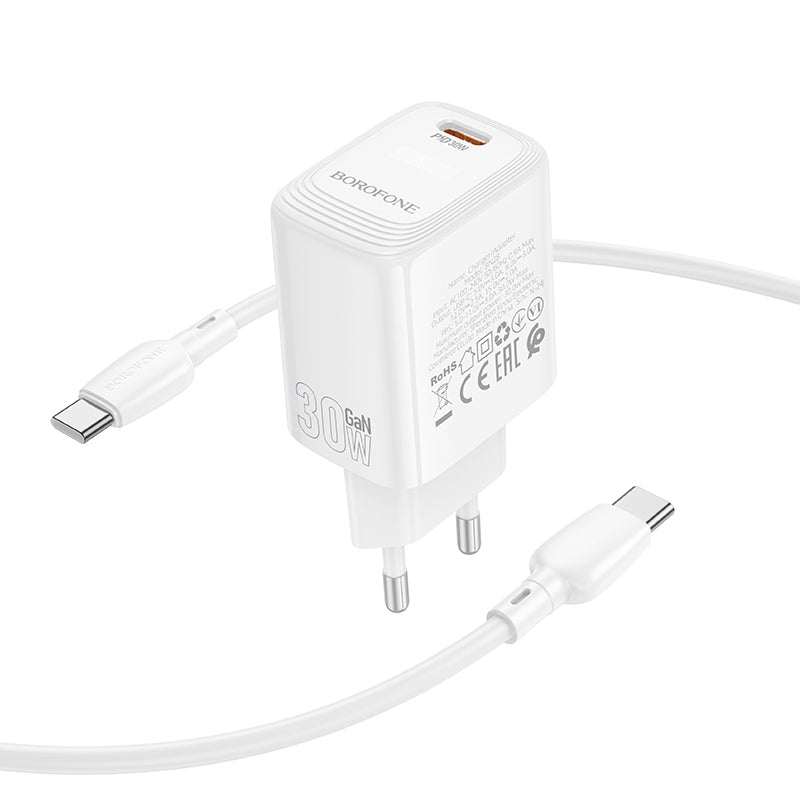 Incarcator Retea Cu Cablu USB-C Borofone BN28 Fuente, 30W, 3A, 1 x USB-C, Alb
