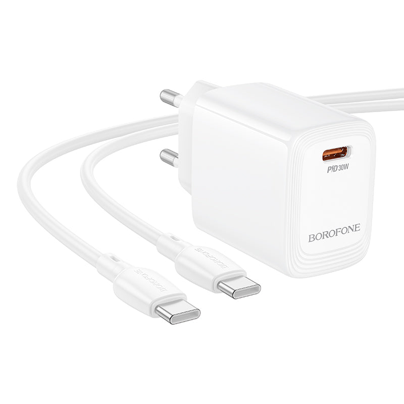 Incarcator Retea Cu Cablu USB-C Borofone BN28 Fuente, 30W, 3A, 1 x USB-C, Alb