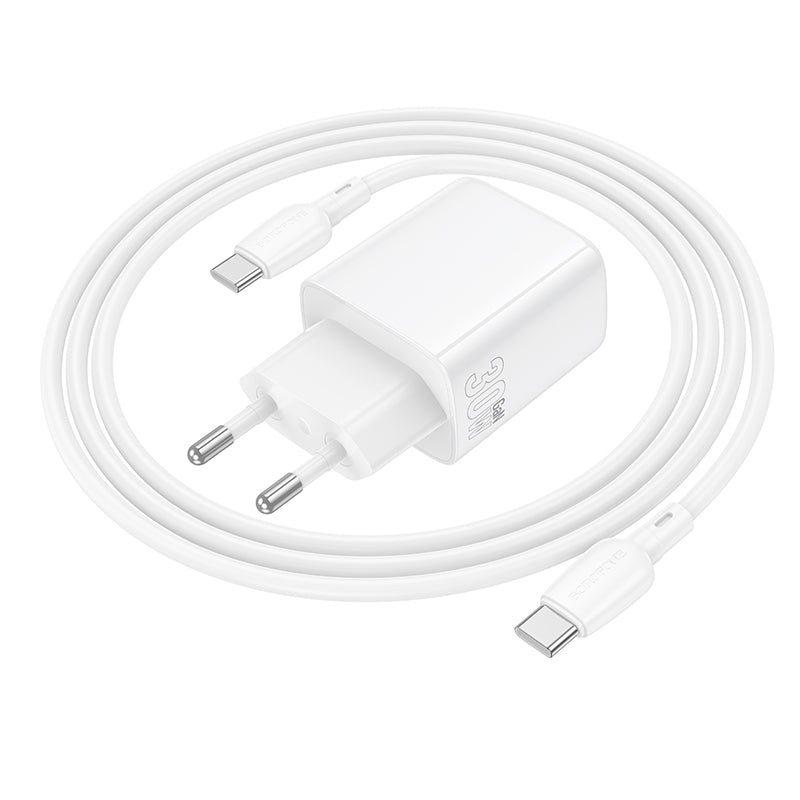 Incarcator Retea Cu Cablu USB-C Borofone BN28 Fuente, 30W, 3A, 1 x USB-C, Alb
