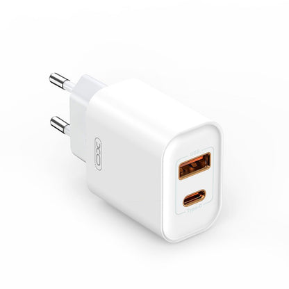 Incarcator Retea Cu Cablu USB-C XO Design CE12, 20W, 3A, 1 x USB-A - 1 x USB-C, Alb