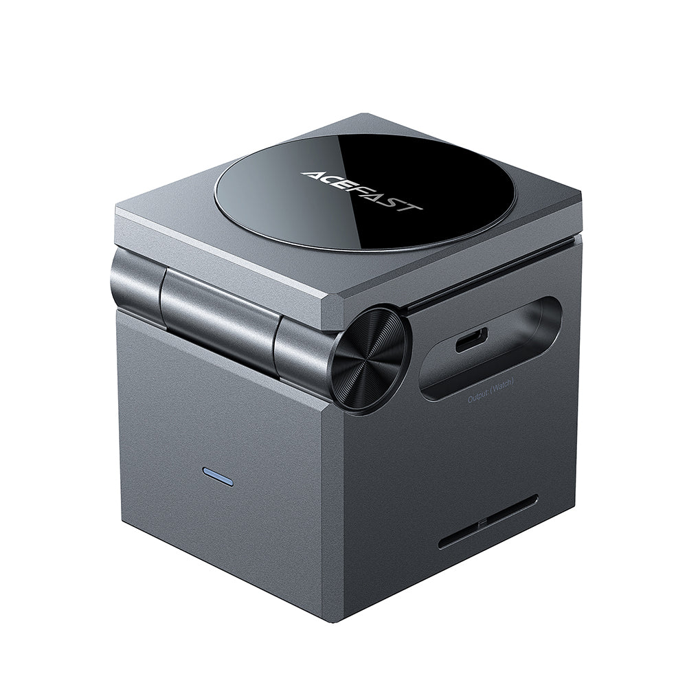 Incarcator Retea Wireless Acefast E18 Rubik's Cube 3in1, 23W, 1.67A, Gri