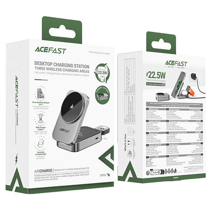 Incarcator Retea Wireless Acefast E22 3in1, 22.5W, 1.67A, Gri