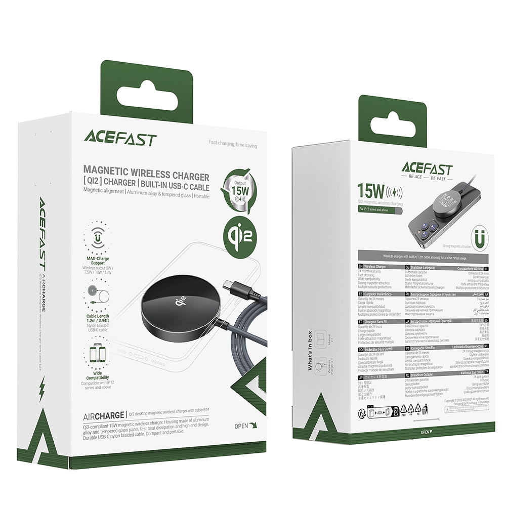 Incarcator Retea Wireless Acefast E24, 15W, 1.67A, Gri