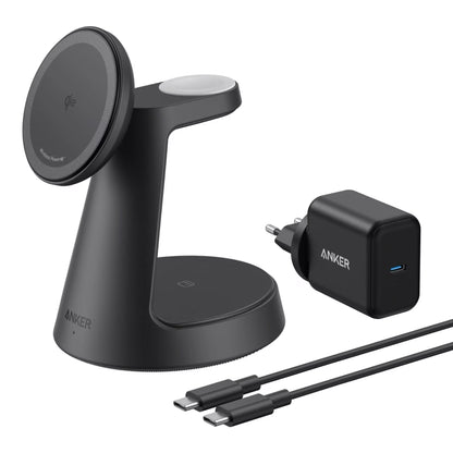 Incarcator Retea Wireless Anker MagGo 3in1, 15W, 1.67A, Negru B25M4G11