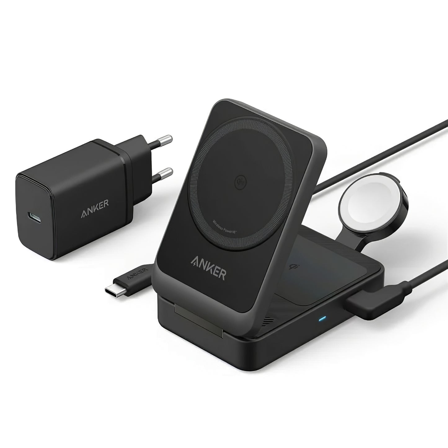 Incarcator Retea Wireless Anker MagGo 3in1, 15W, 1.67A, Negru, Resigilat B2557311