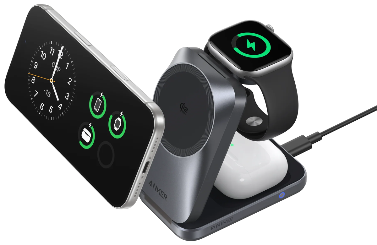 Incarcator Retea Wireless Anker Prime MagGo 3in1, 25W, Negru A25N1