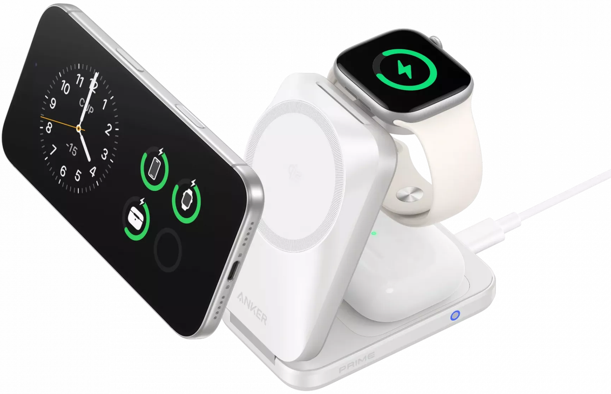 Incarcator Retea Wireless Anker Prime MagGo 3in1, 25W, Alb B25N1G21
