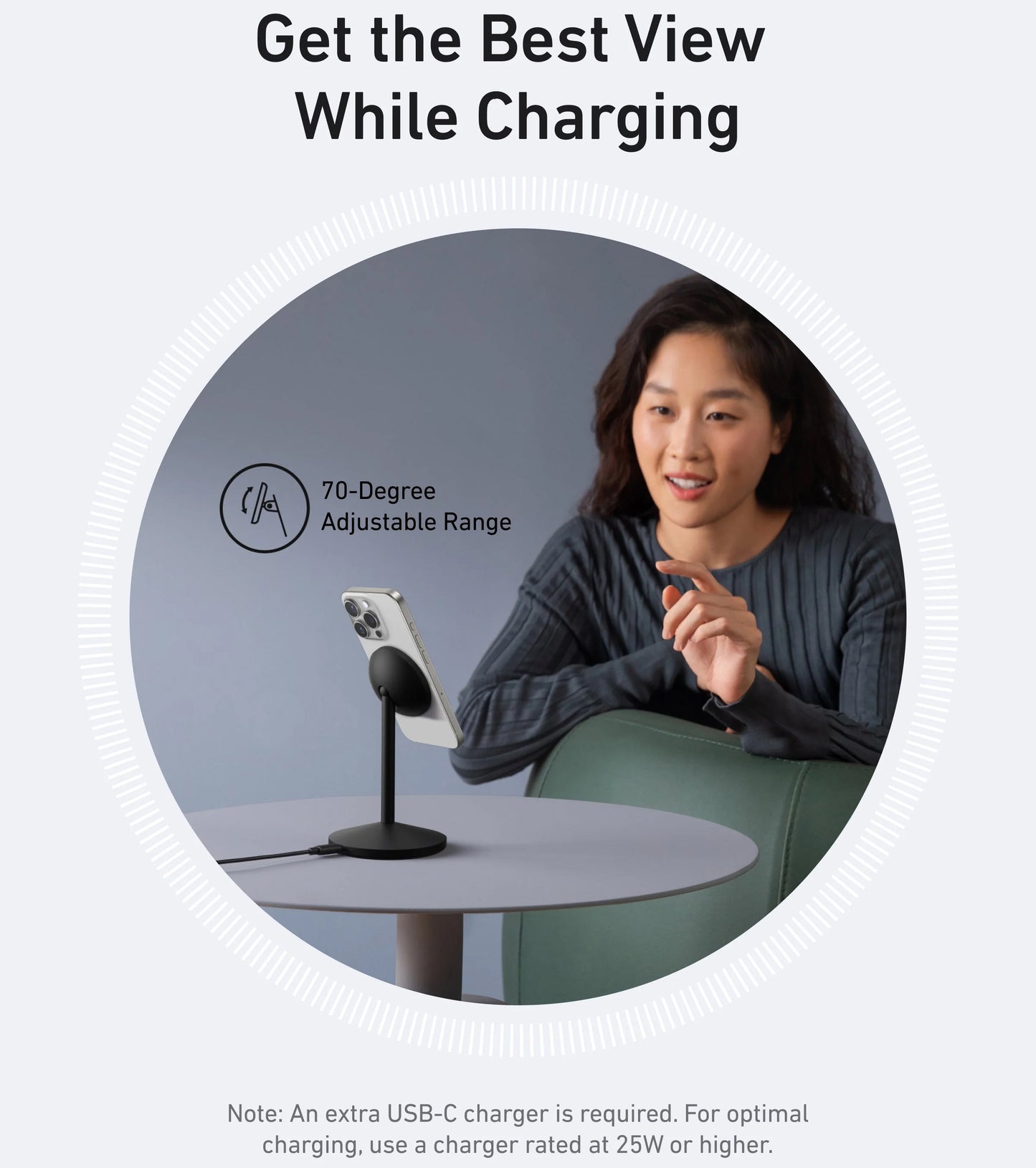 Incarcator Retea Wireless Anker MagGo Stand, 15W, 1.67A, Negru A25X1H11