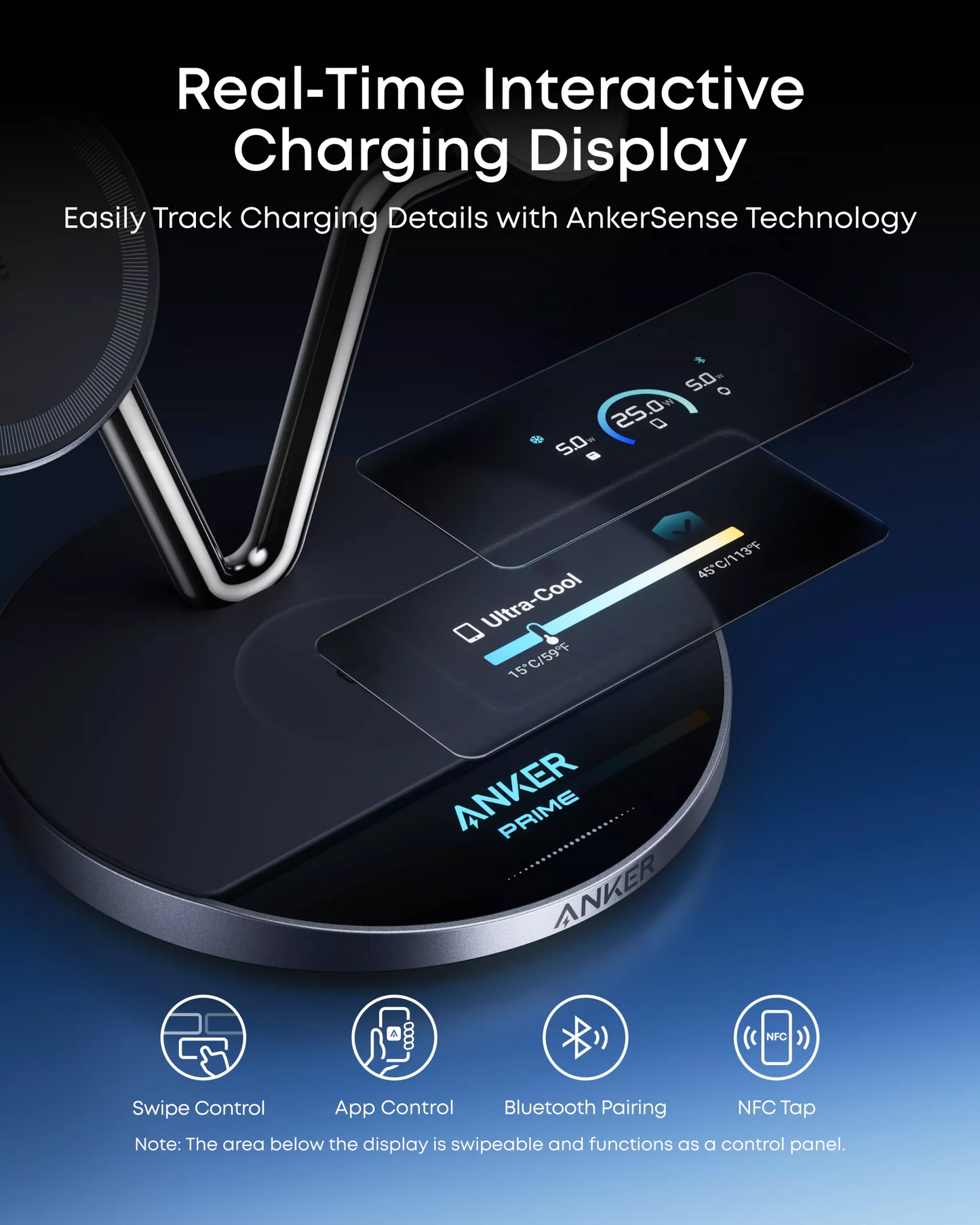 Incarcator Retea Wireless Anker Prime MagGo AirCool 3in1, 25W, Negru B25X7G11