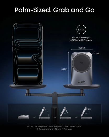 Incarcator Retea Wireless Anker Prime MagGo 3in1, 25W, Negru A25N1