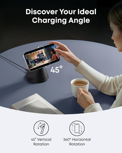 Incarcator Retea Wireless Anker MagGo 3in1, 15W, 1.67A, Negru B25M4G11