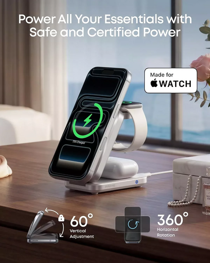 Incarcator Retea Wireless Anker Prime MagGo 3in1, 25W, Alb B25N1G21