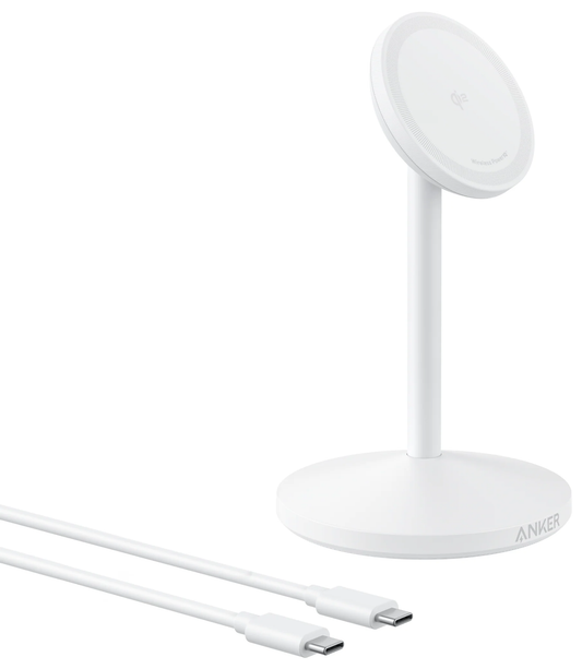 Incarcator Retea Wireless Anker MagGo Stand, 15W, 1.67A, Alb A25X1H21