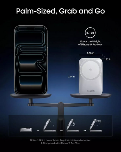 Incarcator Retea Wireless Anker Prime MagGo 3in1, 25W, Alb B25N1G21