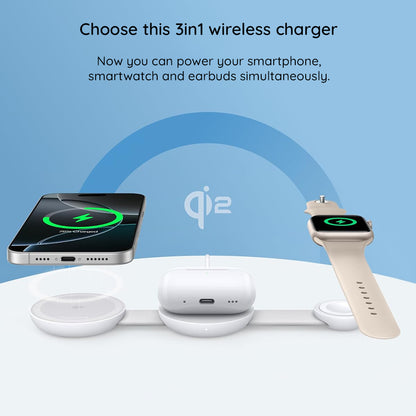 Incarcator Retea Wireless Anker MagGo 3in1, 15W, 1.67A, Alb B25M8H21