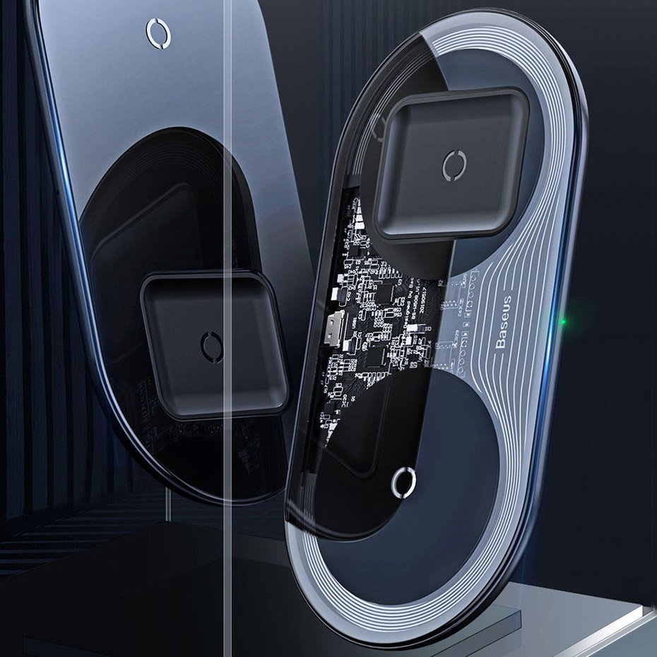 Incarcator Retea Wireless Baseus Simple 2in1, 15W, 1.67A, Transparent WXJK-A01