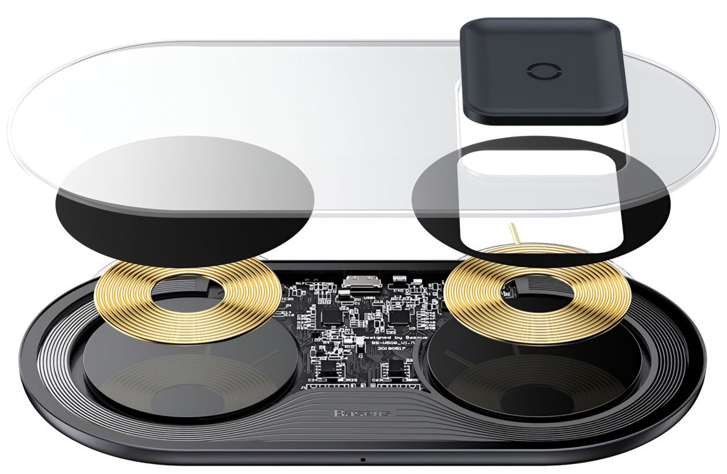 Incarcator Retea Wireless Baseus Simple 2in1, 15W, 1.67A, Transparent WXJK-A01