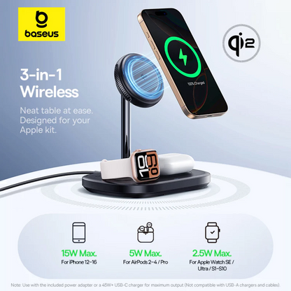 Incarcator Retea Wireless Baseus EnerFill FS41 3in1, 22.5W, 1.67A, Negru P10281904123-01