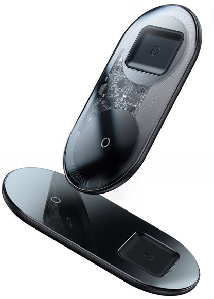 Incarcator Retea Wireless Baseus Simple 2in1, 15W, 1.67A, Transparent WXJK-A01