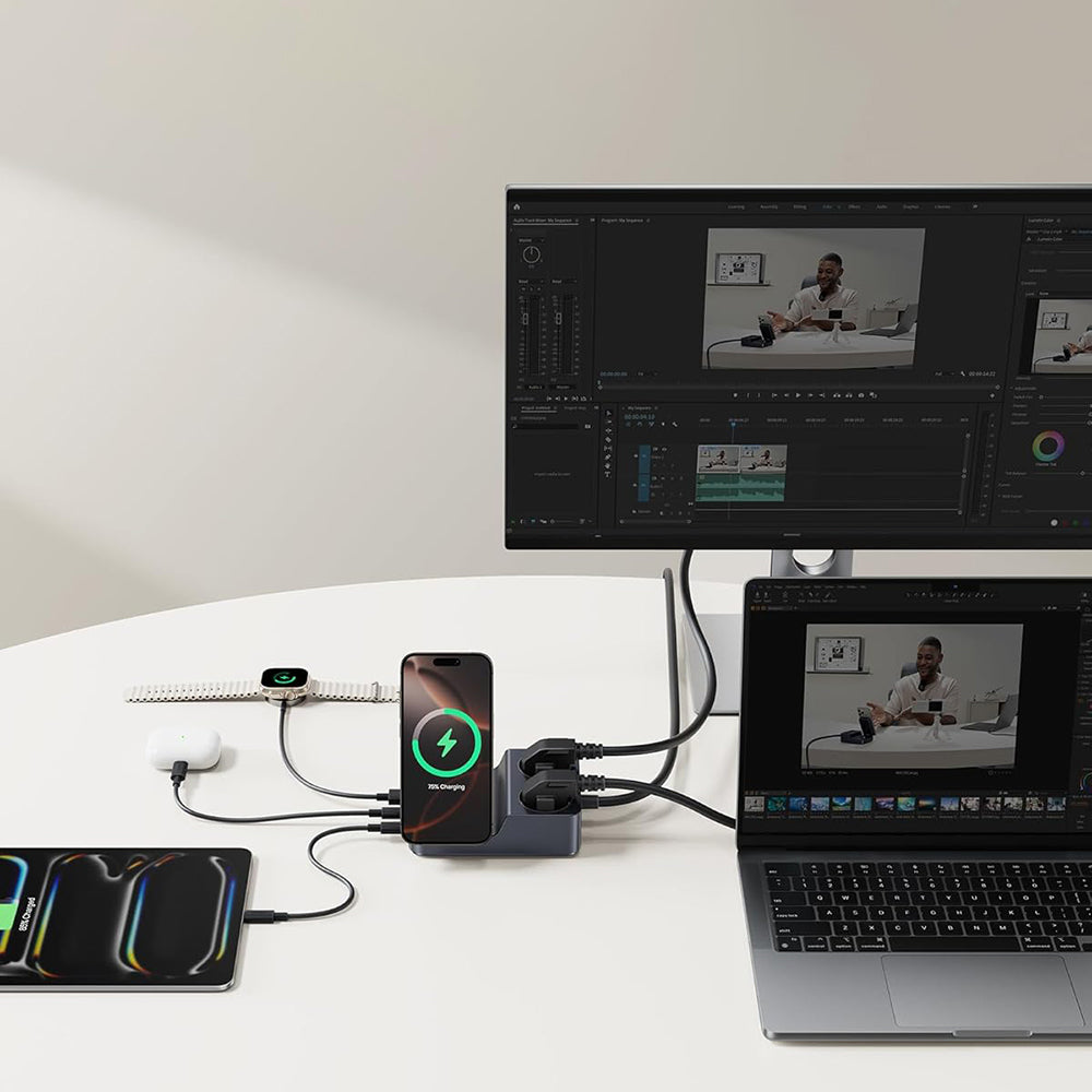 Incarcator Statie Baseus Nomos ND11 QI 6in1, 67W, 3.35A, 1 x USB-A - 2 x USB-C - 2 x Schuko, Negru P80015804213-00