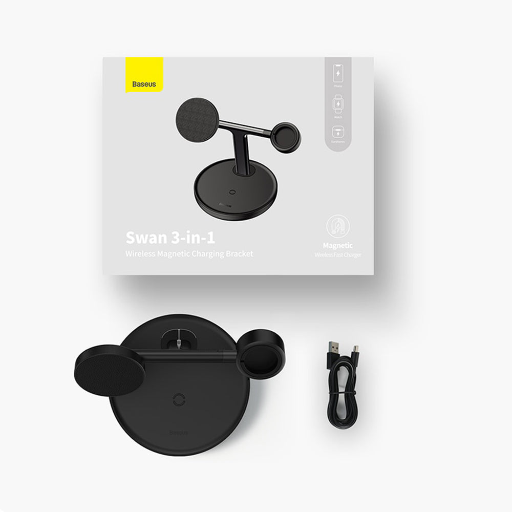 Incarcator Retea Wireless Baseus Swan 3in1, 20W, 1.67A, P10221302113-Z1