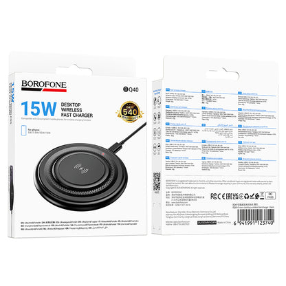 Incarcator Retea Wireless Borofone BQ40 Crown, 15W, 1.67A, Negru