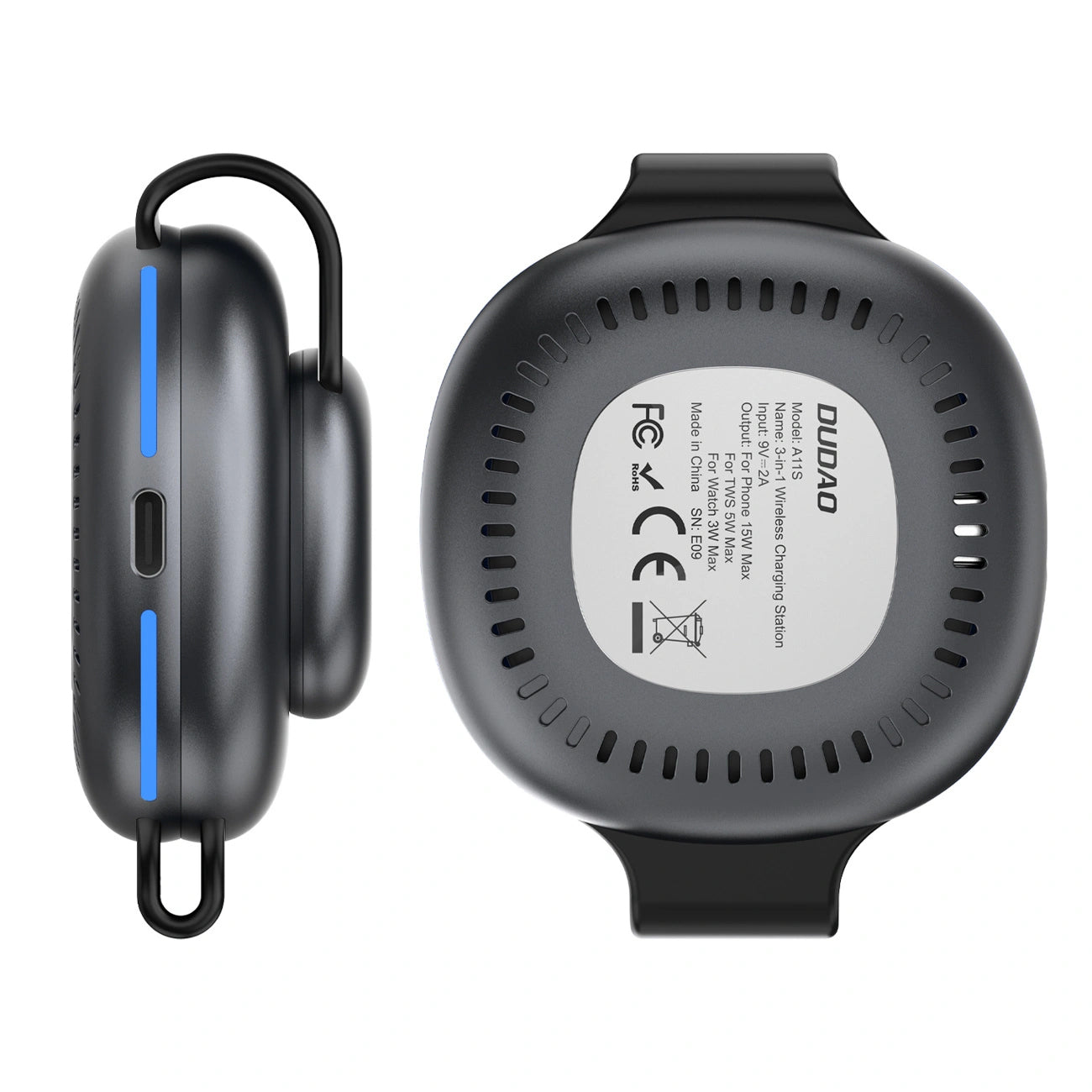 Incarcator Retea Wireless Dudao A11S 3in1, 15W, Negru