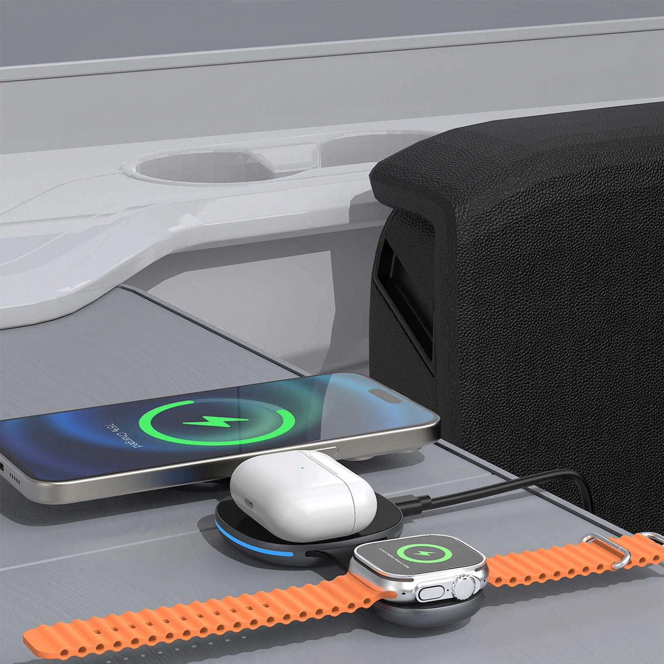 Incarcator Retea Wireless Dudao A11S 3in1, 15W, Negru