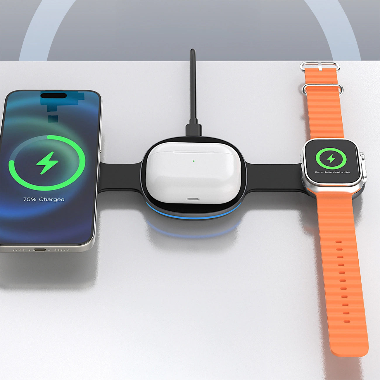 Incarcator Retea Wireless Dudao A11S 3in1, 15W, Negru