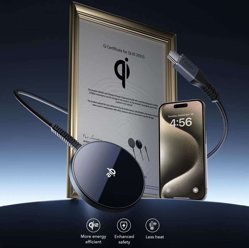 Incarcator Retea Wireless ESR HaloLock, 15W, 1.67A, Negru