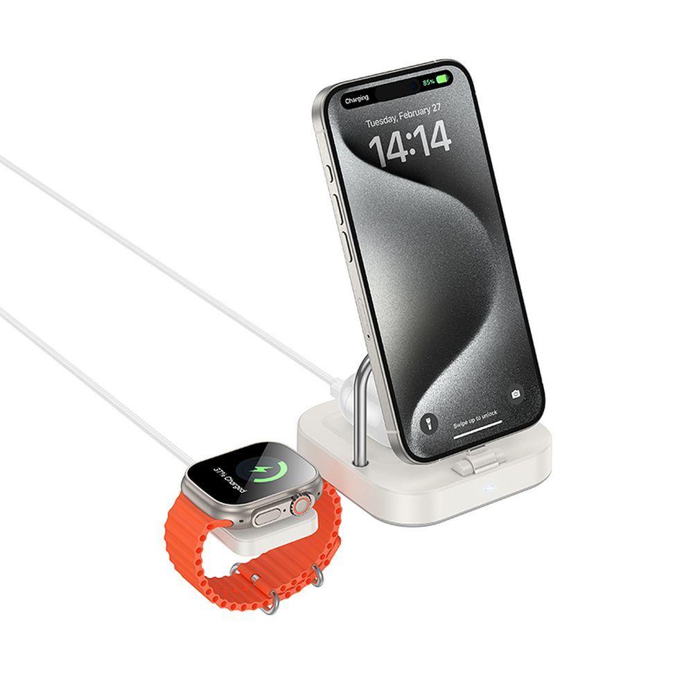 Incarcator Retea Wireless HOCO CQ16A 3in1, 15W, 1.67A, Alb