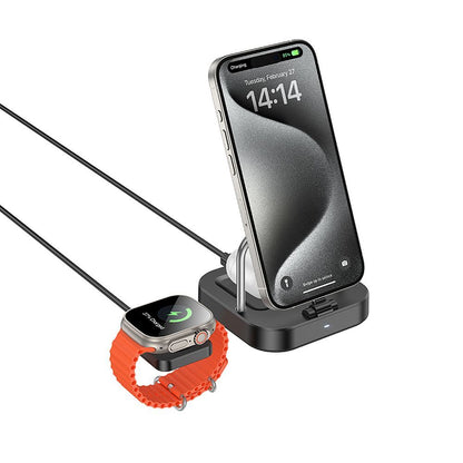 Incarcator Retea Wireless HOCO CQ16A 3in1, 15W, 1.67A, Negru