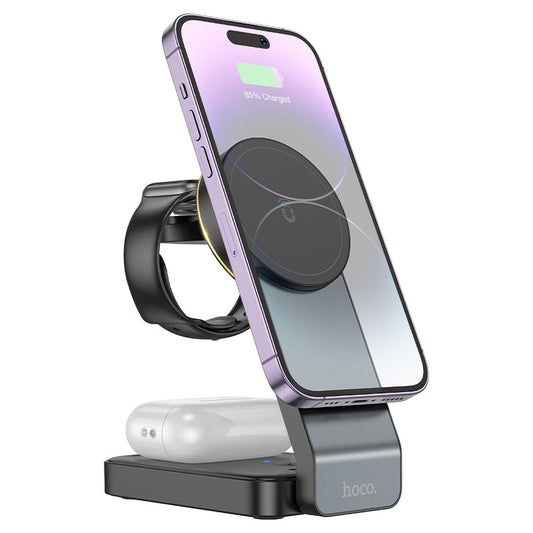 Incarcator Retea Wireless HOCO CQ3 3in1, 15W, 1.67A, Negru