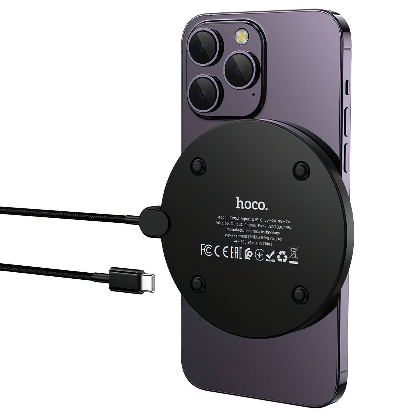Incarcator Retea Wireless HOCO CW62, 15W, 1.67A, Negru
