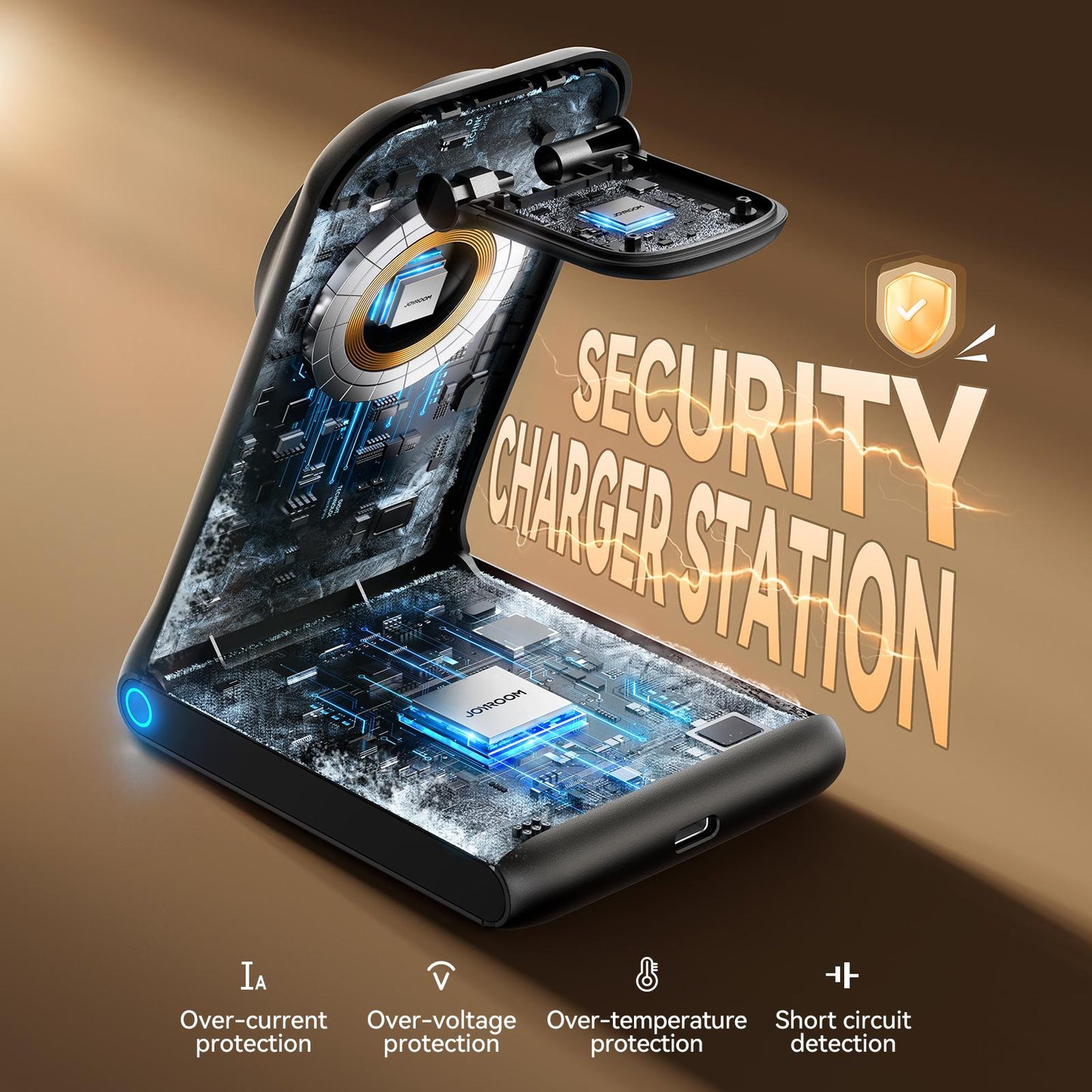 Incarcator Retea Wireless Joyroom JR-W15 3in1, 15W, 1.67A, Negru