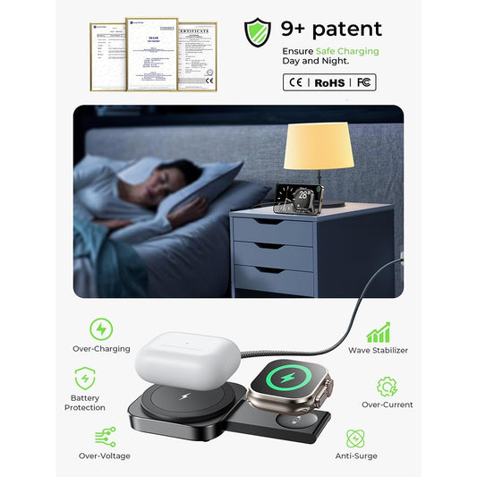 Incarcator Retea Wireless Lisen 2in1, 15W, 1.67A, Negru YL0324100013