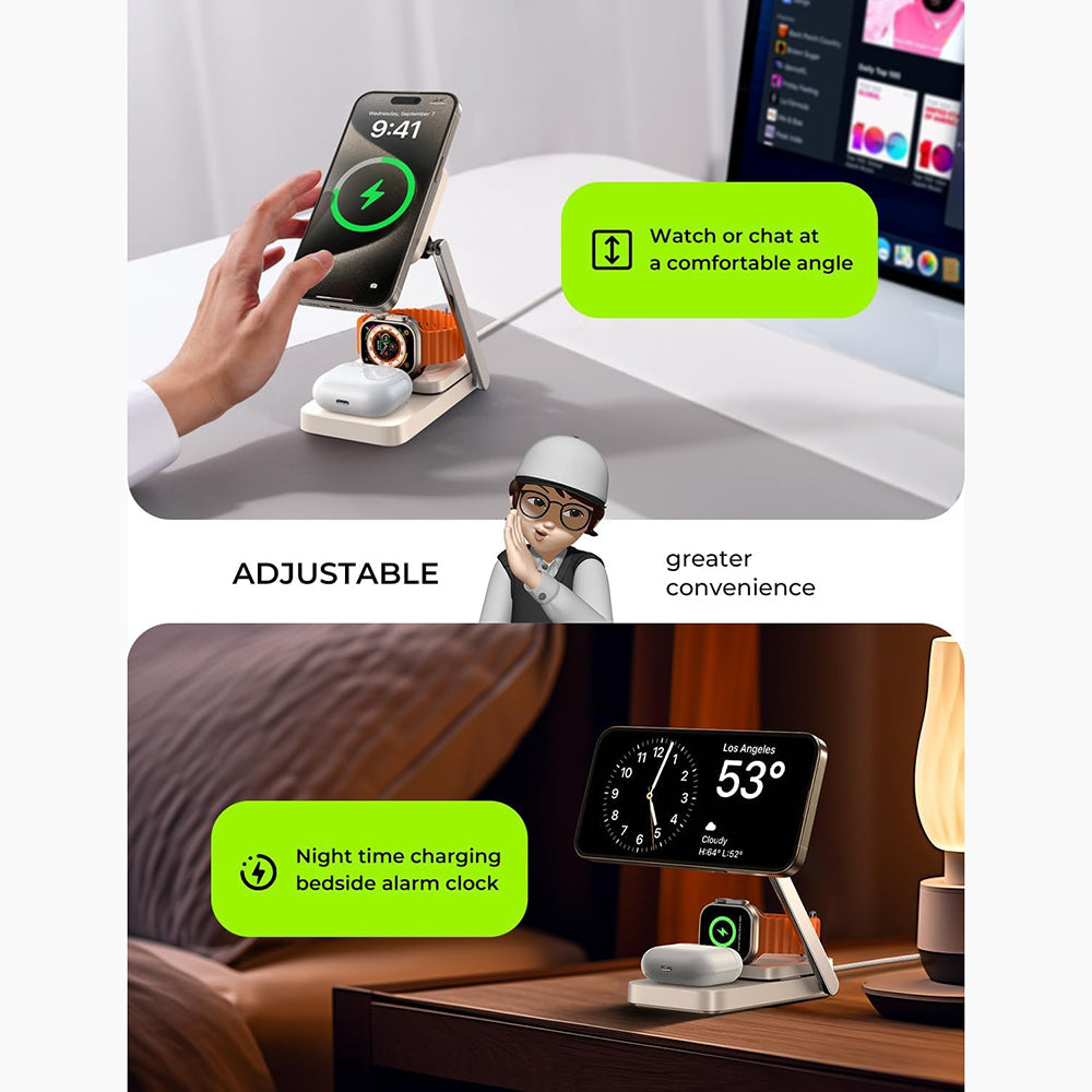 Incarcator Retea Wireless Lisen 3in1, 15W, 1.67A, Alb YL0223110006